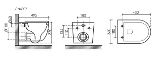 Подвесной унитаз Ceramica Nova UP CN4007MB безободковый чёрный матовый Подвесной унитаз Ceramica Nova UP CN4007MB безободковый чёрный матовый