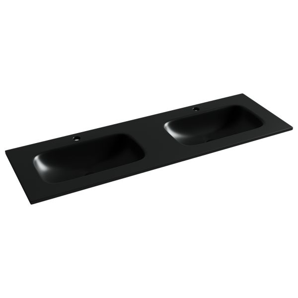 Раковина Ceramicanova Grace CN7022MB с двумя чашами 140 см чёрный матовый