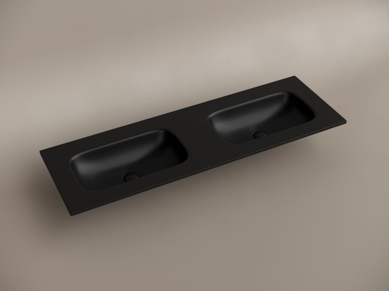 Раковина Ceramicanova Grace CN7022MBwx с двумя чашами 140 см чёрный матовый
