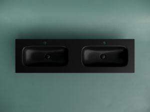 Раковина Ceramicanova Grace CN7023MB с двумя чашами 160 см чёрный матовый