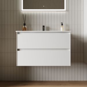 Подвесная тумба под раковину Sancos Cento CN80W 80см белый глянец