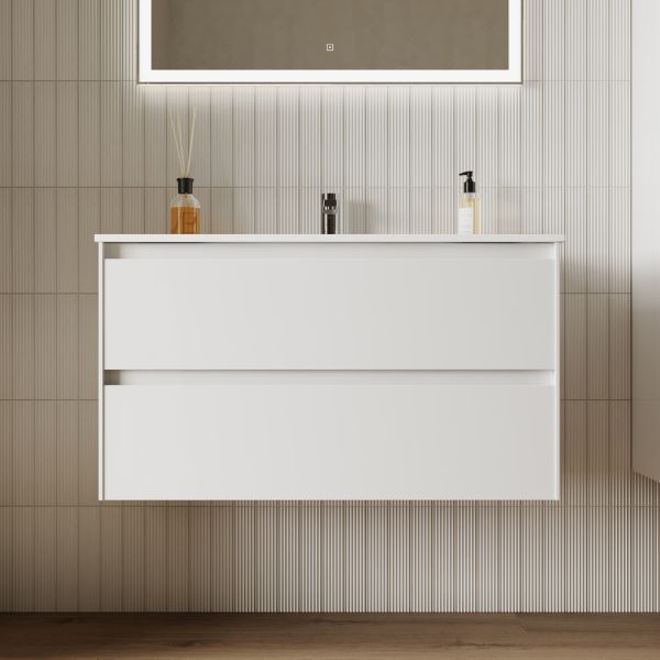 Подвесная тумба под раковину Sancos Cento CN90W 90см белый глянец