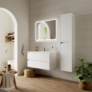 Подвесная тумба под раковину Sancos Cento CN90W 90см белый глянец