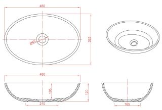 Раковина Montebianco Conca 12093 48см белый Раковина Montebianco Conca 12093 48см белый