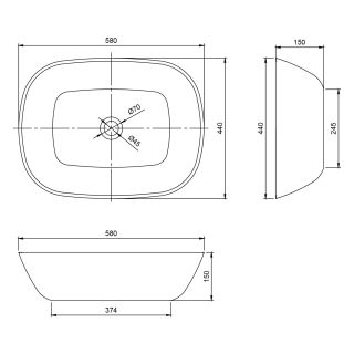 Раковина Montebianco Conca 12008 58см белый Раковина Montebianco Conca 12008 58см белый