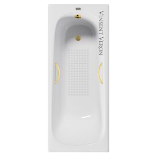 Ванна чугунная Vinsent Veron Concept VCO1707042H/VH0015MGD-AS с дугообразными матовыми золотыми ручками 170х70 см