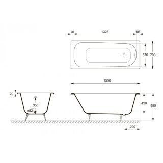 Ванна чугунная Delice Continental DLR230612R-AS 150x70 с отверстиями под ручки и антискользящим покрытием Ванна чугунная Delice Continental DLR230612R-AS 150x70 с отверстиями под ручки и антискользящим покрытием