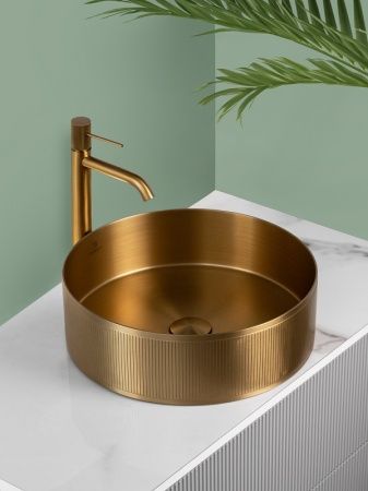 Раковина AltroBagno Costoso 001005 OrSp из нержавеющей стали золото матовое Раковина AltroBagno Costoso 001005 OrSp из нержавеющей стали золото матовое
