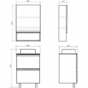 Тумба с раковиной Comforty Эдинбург 00-00004767 60 см Бетон светлый