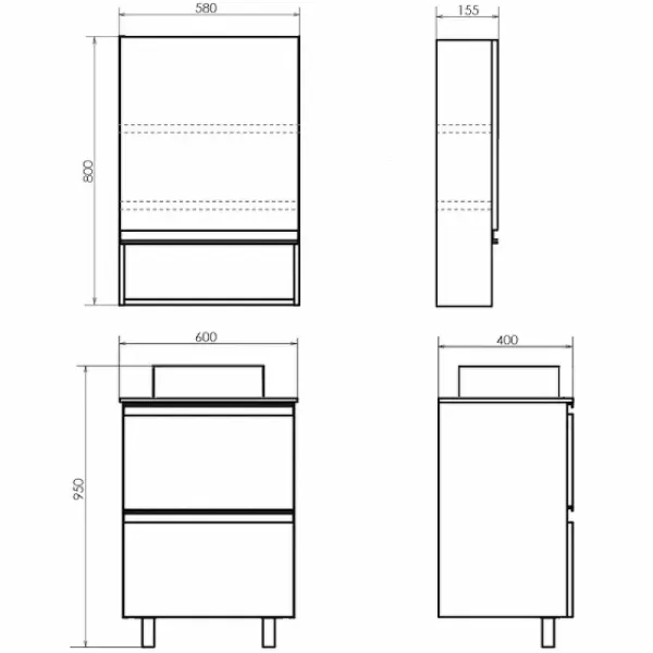 Тумба с раковиной Comforty Эдинбург 00-00004767 60 см Бетон светлый