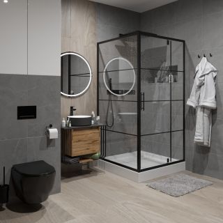 Душевой уголок Niagara Nova _02000831BLACK 100x100 см профиль чёрный матовый стекло прозрачное