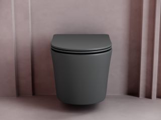 Подвесной унитаз Ceramica Nova Balearica CN6000MDH безободковый тёмный антрацит матовый Подвесной унитаз Ceramica Nova Balearica CN6000MDH безободковый тёмный антрацит матовый