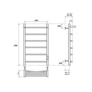 Полотенцесушитель электрический APEXTERMO Corona CR01185WM 800x500 с полкой белый матовый