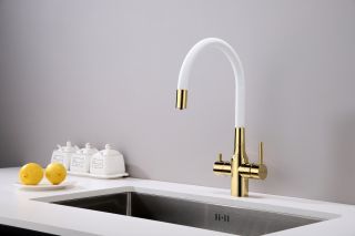 Смеситель для кухни Paulmark Salix Sa213419-Gw белый/золото Смеситель для кухни Paulmark Salix Sa213419-Gw белый/золото