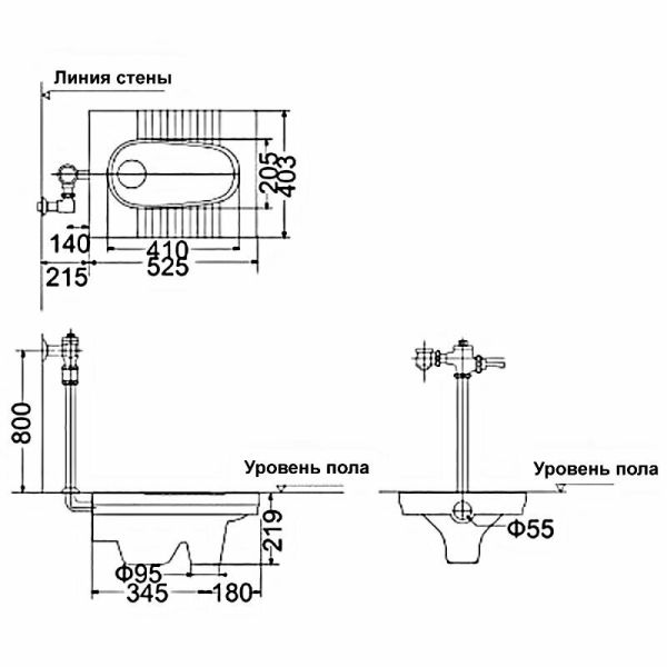 Creo Ceramique SQ9100 Чаша Генуя, 525х405х220 мм, с гидрозатвором