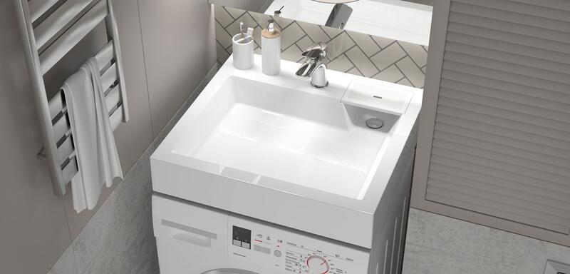 Раковина под стиральную машину AZARIO Slim CS00078302 600х600х110 литьевой мрамор, белая