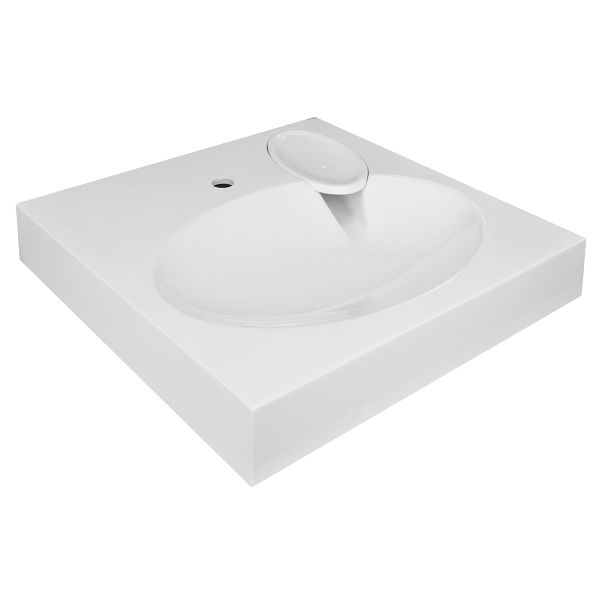 Раковина Azario Elegance CS00086606 600х600х100 литьевой мрамор, сифон в комплекте, белая