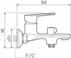 Смеситель для ванны с душем РМС SL134-009E хром