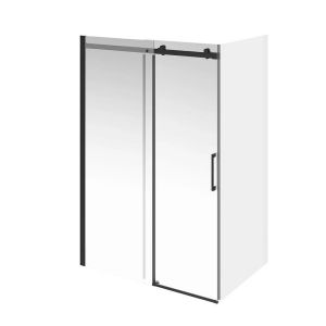 Душевая дверь Kerama Marazzi Cristallo CT.140.1/2.SD.BLK.M 140 см с функцией soft close стекло прозрачное профиль чёрный матовый