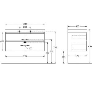 Тумба под раковину Kerama Marazzi Cubo CUB.100.2\WHT.M 100 см белый матовый