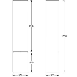 Пенал подвесной Kerama Marazzi Cubo CUB.165Rh\MAL правый 35 см мальва матовая