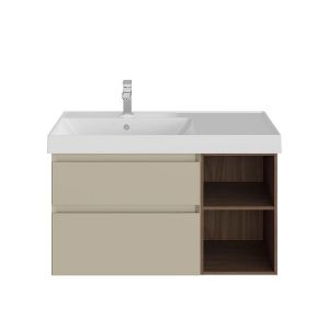 Тумба под раковину Kerama Marazzi Cubo CUB.90.2Lh\LIM.N левая 90 см лимо матовый/структурированный орех