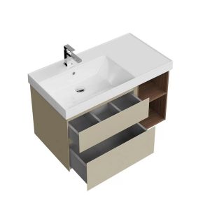 Тумба под раковину Kerama Marazzi Cubo CUB.90.2Lh\LIM.N левая 90 см лимо матовый/структурированный орех