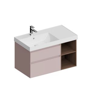 Тумба под раковину Kerama Marazzi Cubo CUB.90.2Lh\MAL.N левая 90 см мальва матовая/структурированный орех