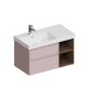 Тумба под раковину Kerama Marazzi Cubo CUB.90.2Lh\MAL.N левая 90 см мальва матовая/структурированный орех