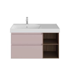 Тумба под раковину Kerama Marazzi Cubo CUB.90.2Lh\MAL.N левая 90 см мальва матовая/структурированный орех