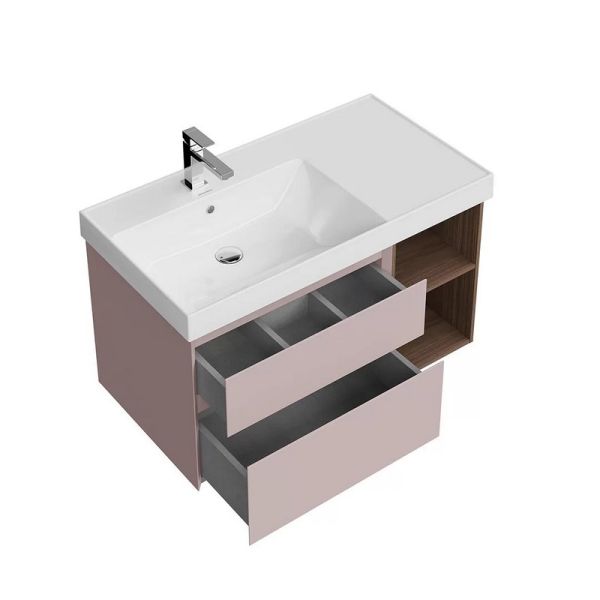 Тумба под раковину Kerama Marazzi Cubo CUB.90.2Lh\MAL.N левая 90 см мальва матовая/структурированный орех