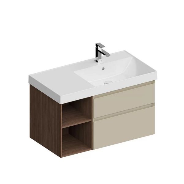 Тумба под раковину Kerama Marazzi Cubo CUB.90.2Rh\LIM.N правая 90 см лимо матовый/структурированный орех
