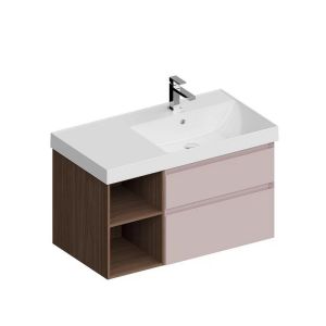 Тумба под раковину Kerama Marazzi Cubo CUB.90.2Rh\MAL.N правая 90 см розовый матовый/структурированный орех
