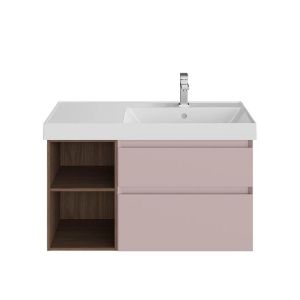 Тумба под раковину Kerama Marazzi Cubo CUB.90.2Rh\MAL.N правая 90 см розовый матовый/структурированный орех