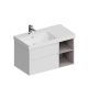 Тумба под раковину Kerama Marazzi Cubo CUB.90Lh\WHT.M левая 90 см белый матовый/древесина