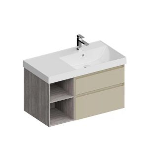 Тумба под раковину Kerama Marazzi Cubo CUB.90Rh\LIM правая 90 см лимо матовый/древесина