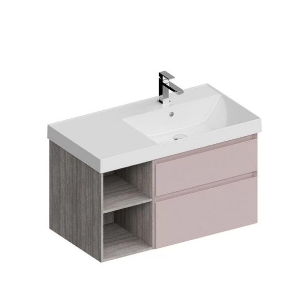 Тумба под раковину Kerama Marazzi Cubo CUB.90Rh\MAL правая 90 см мальва матовая/древесина