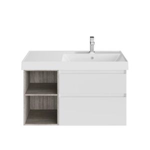 Тумба под раковину Kerama Marazzi Cubo CUB.90Rh\WHT.M правая 90 см белый матовый/древесина
