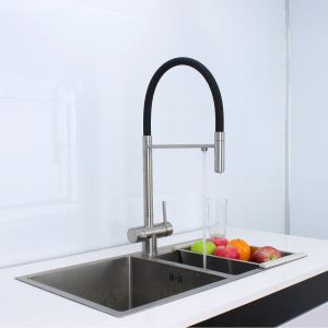 Смеситель для кухни с гибким изливом и подключением фильтра Maretti Calabria S CAS31RGF19, сатин