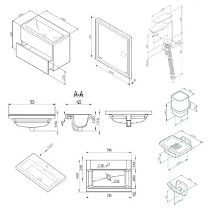 Комплект для ванной комнаты AM.PM Gem BK90GN подвесной