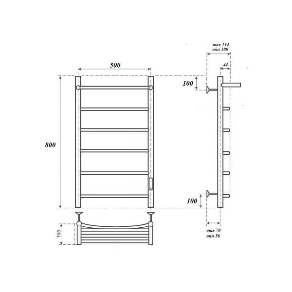 Полотенцесушитель электрический Point Афина PN04858PB 50x80 см черный