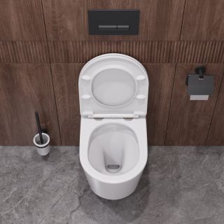 Унитаз подвесной Cezares безободковый с сиденьем и смывом TORNADO Cezares LINER-TOR CZR-38083-49-TH-TOR/SC