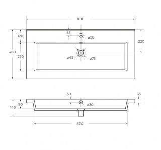 Раковина керамическая, 100 см CEZARES CZR-8070-100 белый