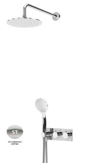 Душевая система встраиваемого монтажа с термостатическим смесителем с верхним и ручным душем, сатин Cezares CZR-B-VDIM-T-BIO