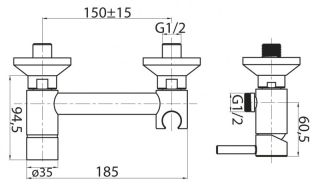 Смеситель для душа и гигиенического душа с держателем, хром Cezares CZR-DA3-01