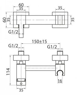 Смеситель для душа и гигиенического душа с держателем, хром Cezares CZR-DA4-01