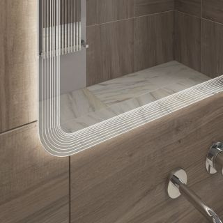 Зеркало Cezares с лазерной гравировкой, контурной подсветкой и сенсорным выключателем CEZARES CZR-SPC-DUET-600-800-LED-TCH