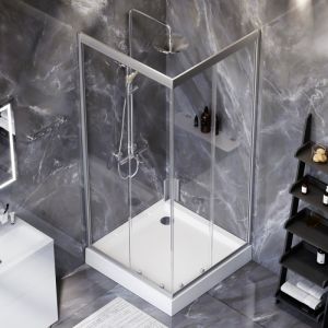 Душевой уголок Am.Pm GEM WK90DF 90x90 с поддоном с душевой системой и аксессуарами