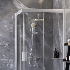 Душевой уголок Am.Pm GEM WK90DF 90x90 с поддоном с душевой системой и аксессуарами