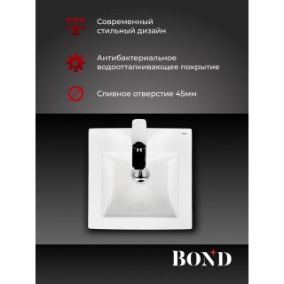 Раковина BOND Куб S06-410 40 см белый
